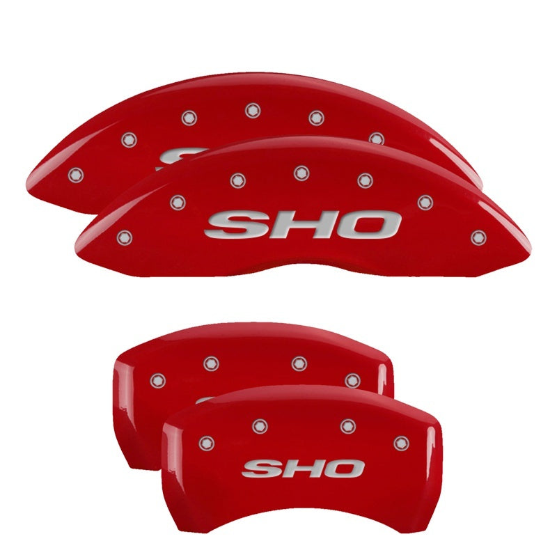 MGP Caliper Covers 4 Logo - MGP 4 Caliper Covers Engraved Front & Rear SHO Red finish silver ch