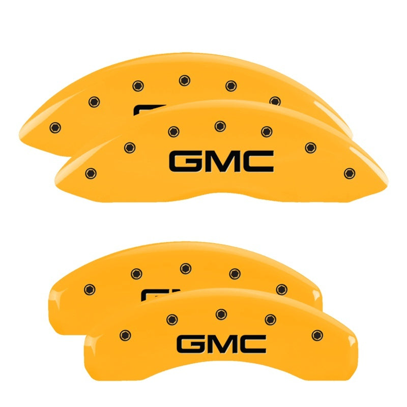 MGP Caliper Covers 4 Logo - MGP 4 Caliper Covers Engraved Front & Rear GMC Yellow finish black ch