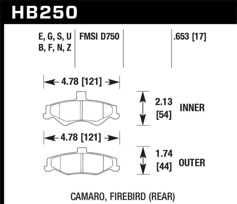 HAWK HPS Brake Pad Sets - Hawk 98-02 Chevrolet Camaro 5.7L/3.8L / 98-02 Pontiac Firebird 5.7L/3.8L  HPS Street Rear Brake Pads