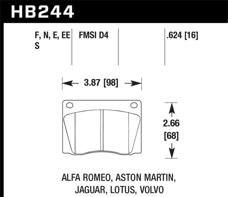 HAWK Blue 9012 Brake Pad Sets - Hawk Blue Jaguar/Aston Martin/Alfa Romeo/Lotus Blue-9012 Front Race Brake Pads