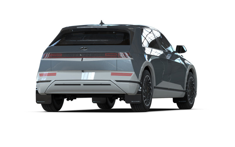 RAL UR Blk Flap/Blue Logo - Rally Armor 22-24 Hyundai Ioniq 5 Black Mud Flap w/Light Blue Logo