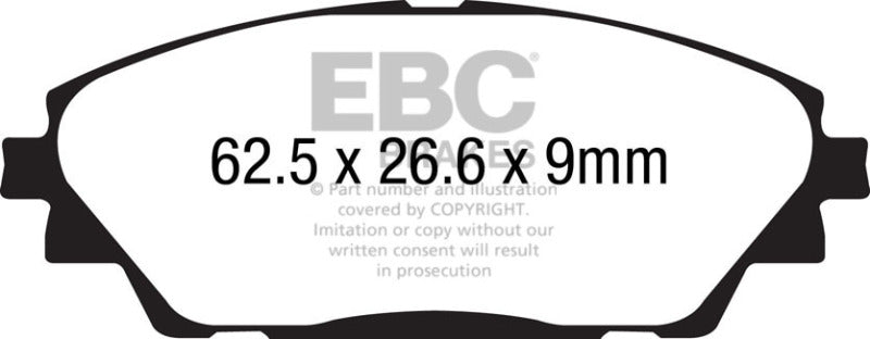 EBC Yellowstuff Brake Pad Sets - EBC 14+ Mazda 3 2.0 (Japan Build) Yellowstuff Front Brake Pads