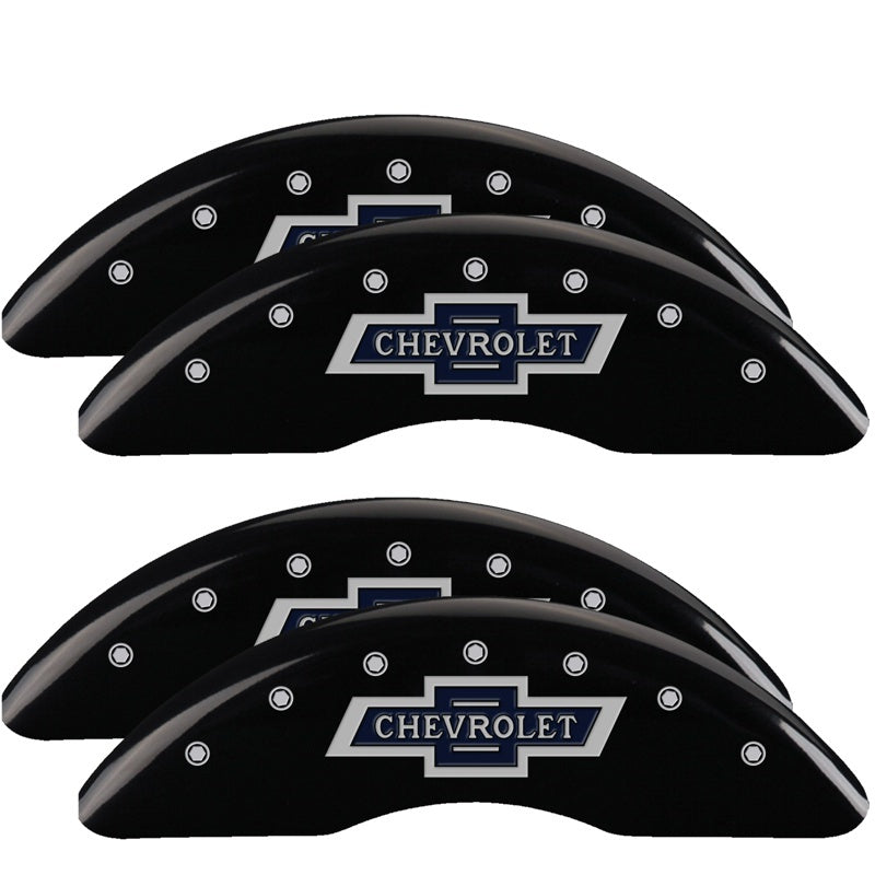 MGP Caliper Covers 4 Logo - MGP 4 Caliper Covers Engraved F & R 100th Anniv Black Finish Silver Char 2019 Chevy Silverado 3500HD