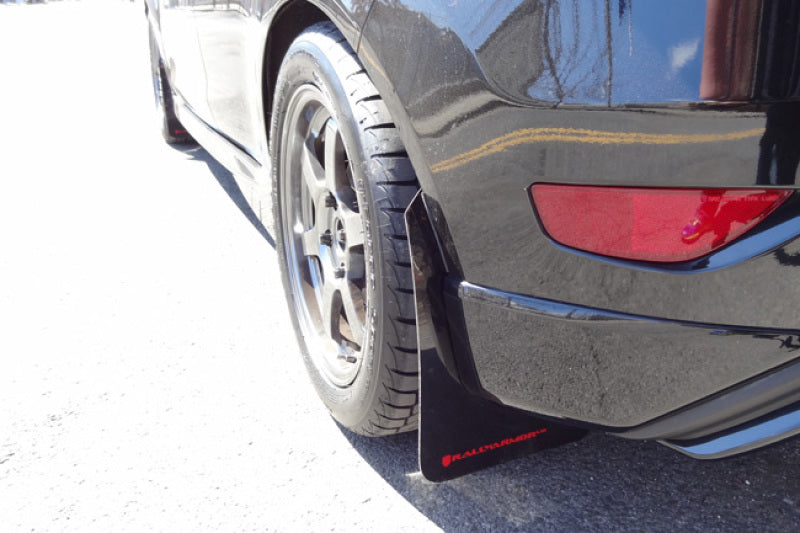 RAL UR Blk Flap/Wht Logo - Rally Armor 13-19 Ford Fiesta ST Black UR Mud Flap w/White Logo