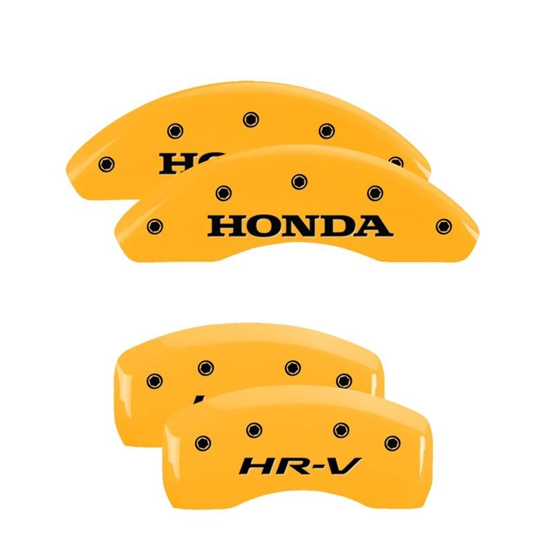 MGP Caliper Covers 4 Logo - MGP 4 Caliper Covers Engraved Front Honda Engraved Rear HR-V Yellow finish black ch