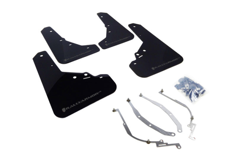 RAL UR Blk Flap/Grey Logo - Rally Armor 12-18 Fiat 500 Black UR Mud Flap w/Grey Logo