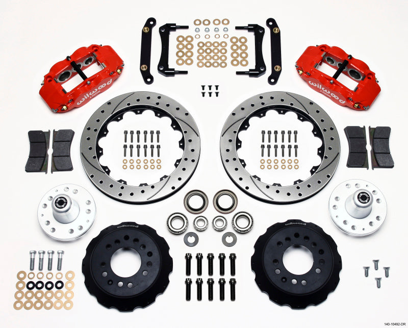 WIL Superlite Brake Kit - Wilwood Narrow Superlite 6R Front Hub Kit 12.88in Drill Red 79-81 Camaro