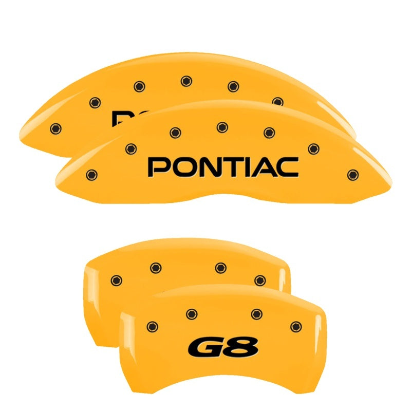MGP Caliper Covers 4 Logo - MGP 4 Caliper Covers Engraved Front Pontiac Rear G8 Yellow Finish Black Char 2008 Pontiac G8