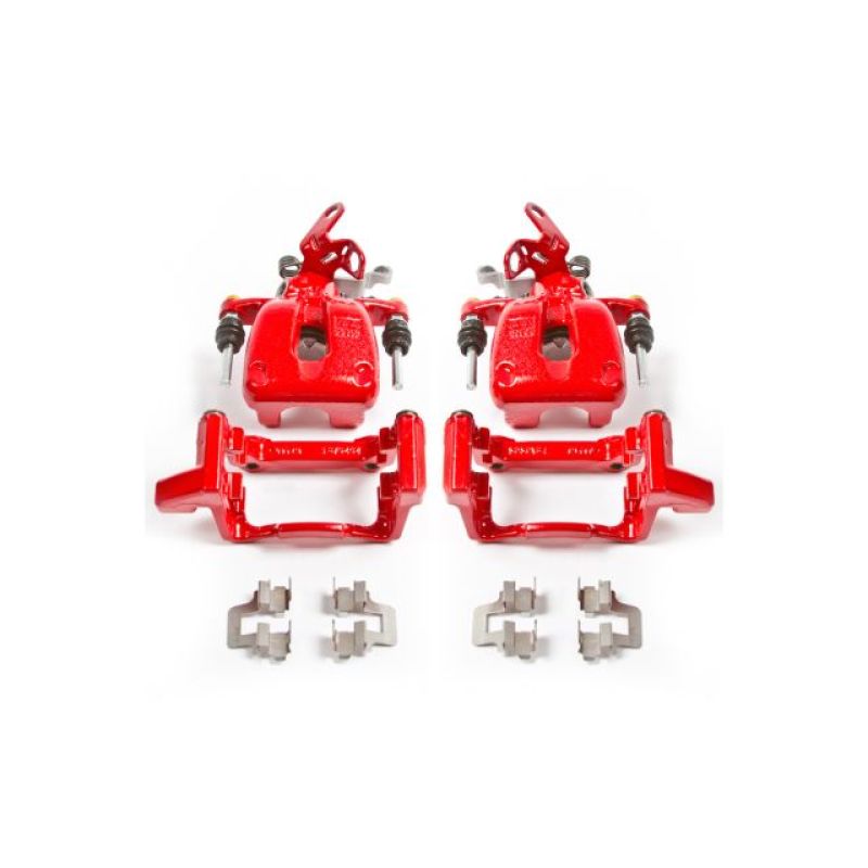 PSB Red Calipers - Power Stop 08-09 Audi A3 Rear Red Calipers w/Brackets - Pair