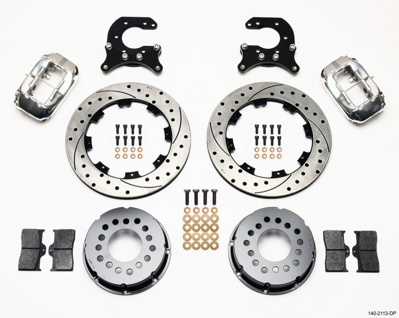 WIL Dynalite Brake Kit - Wilwood Forged Dynalite P/S Rear Kit Drilled Polished Small Ford 2.66in Offset
