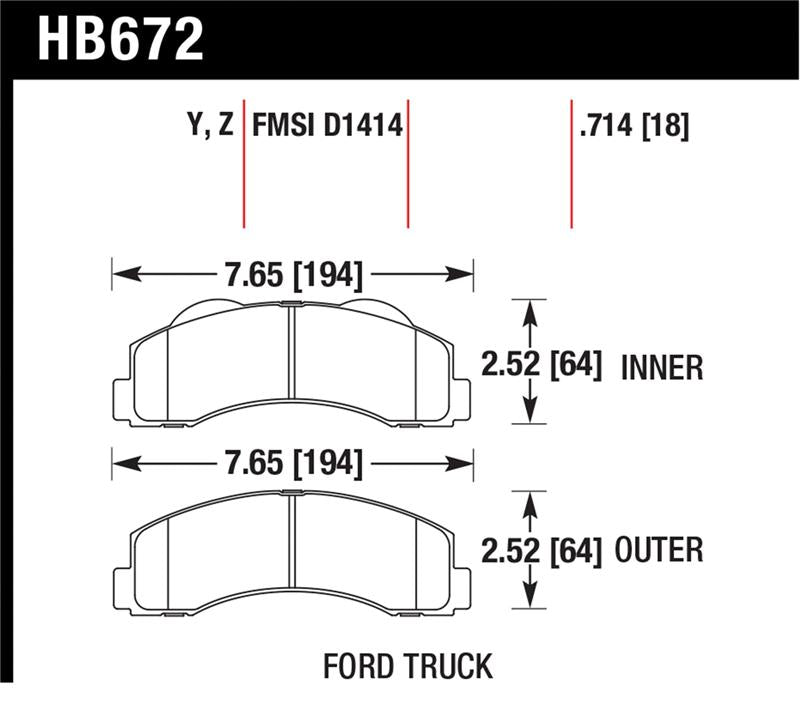HAWK Ceramic Brake Pad Sets - Hawk 10-11 Ford Expedition/F-150 SVT Raptor / 10-11 F-150 Performance Ceramic Front Street Brake Pad