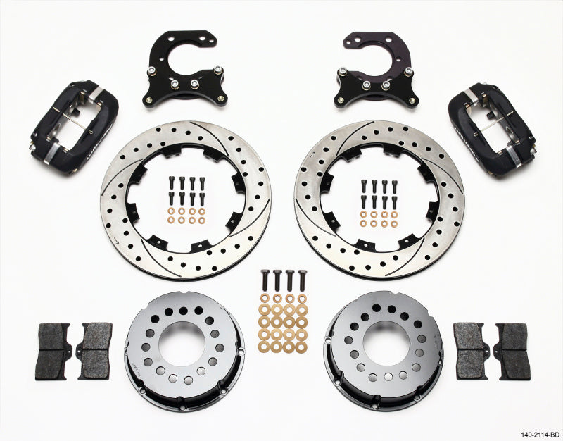 WIL Dynalite Brake Kit - Wilwood Forged Dynalite P/S Rear Kit Drilled Rotor Big Ford 2.54in Offset