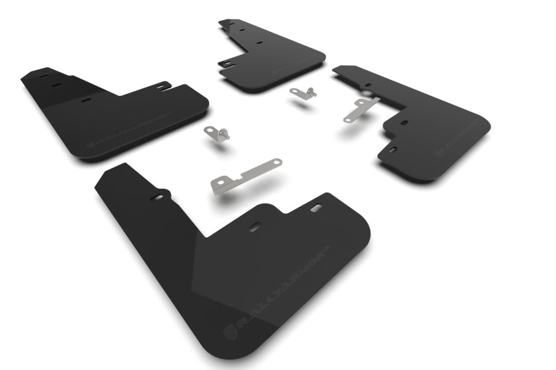 RAL UR Blk Flap/Met. Blk Logo - Rally Armor 21-25 Ford Mustang Mach-E/GT/Rally Black UR Mud Flap w/Metallic Black Logo
