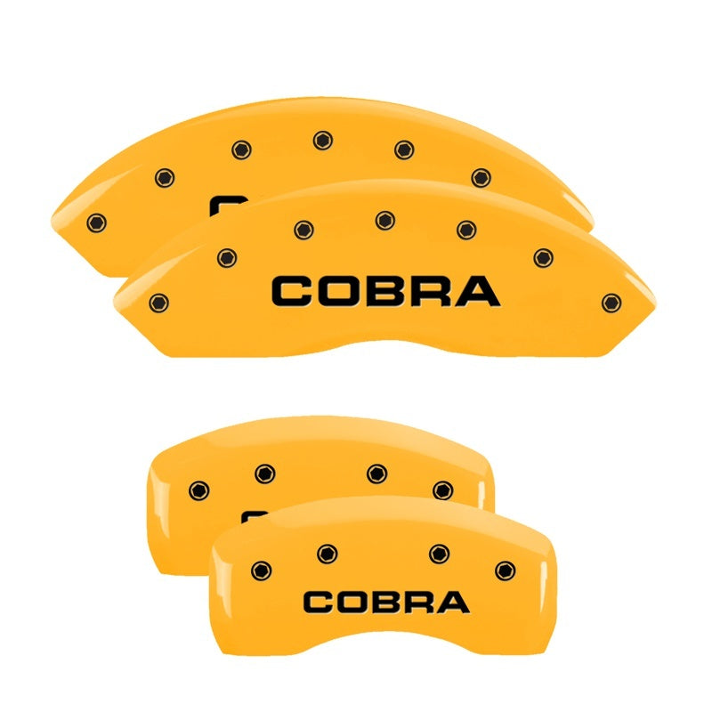 MGP Caliper Covers 4 Logo - MGP 4 Caliper Covers Engraved Front & Rear Cobra Yellow Finish Black Char 2003 Ford Mustang