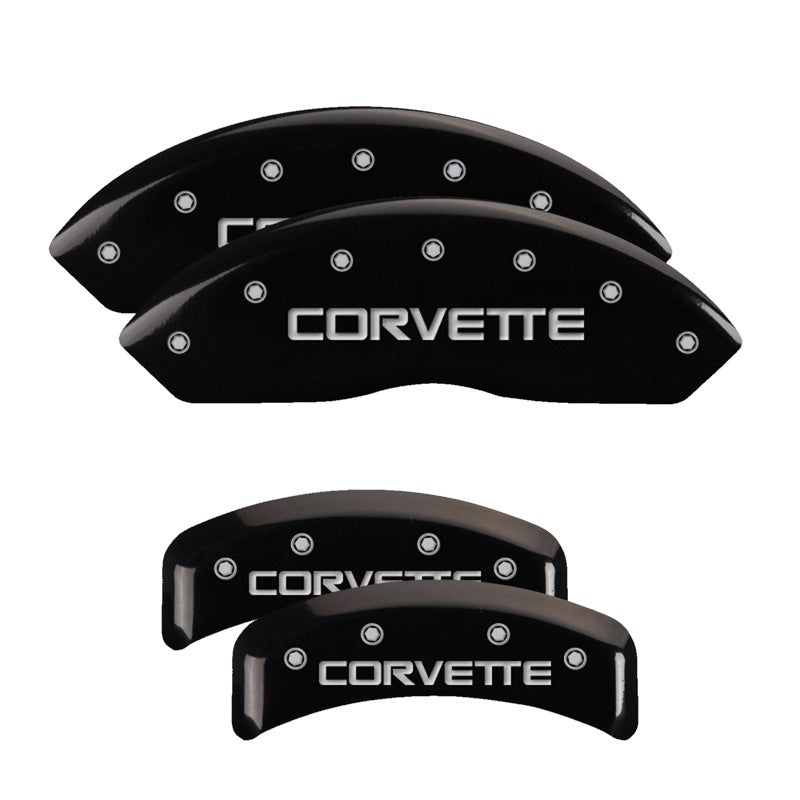MGP Caliper Covers 4 Logo - MGP 4 Caliper Covers Engraved F & R C4/Corvette Black Finish Silver Char 1988 Chevrolet Corvette