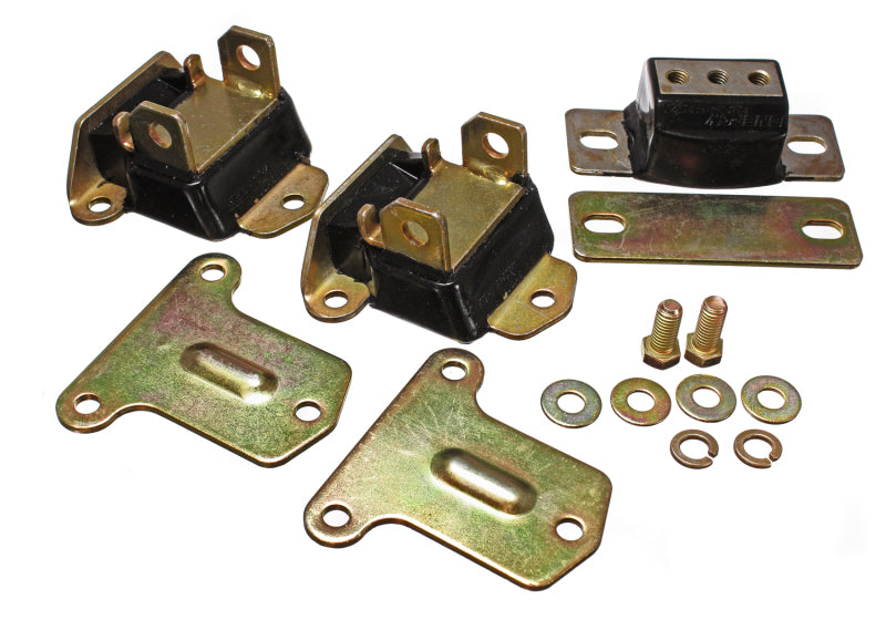 ES Eng/Trans Combo Kit - Black - Energy Suspension 69-72 Camaro/70-73 Monte Carlo Black Complete Motor & Trans Mount Set Zinc Finish