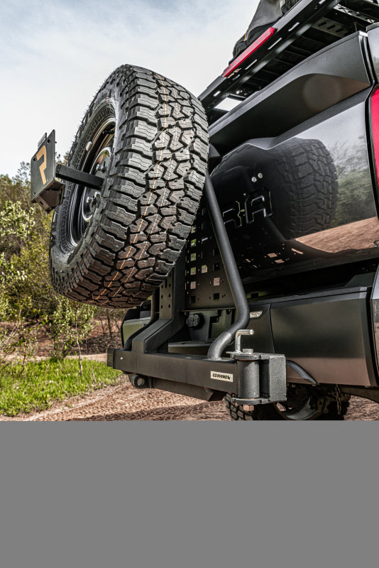 GOR Spare Tire Carriers - Go Rhino Swing-A-Way Hitch Mounted Tire Carrier (Lic. Plate Lights Not Included) - Textured Black