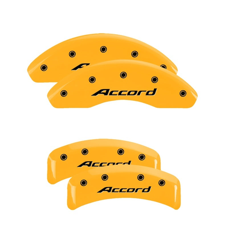 MGP Caliper Covers 4 Logo - MGP 4 Caliper Covers Engraved Front Accord Engraved Rear Accord Yellow finish black ch
