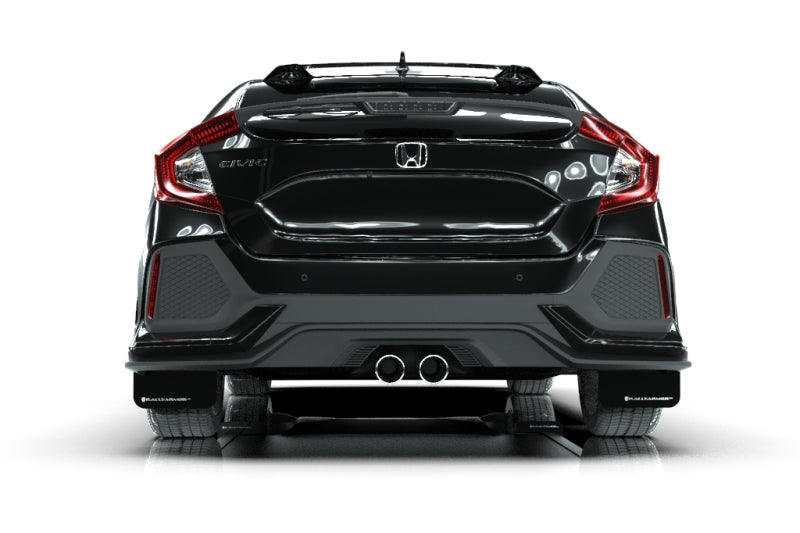 RAL UR Blk Flap/Wht Logo - Rally Armor 17-21 Honda Civic Sport/Sport Touring Black UR Mud Flap w/White Logo