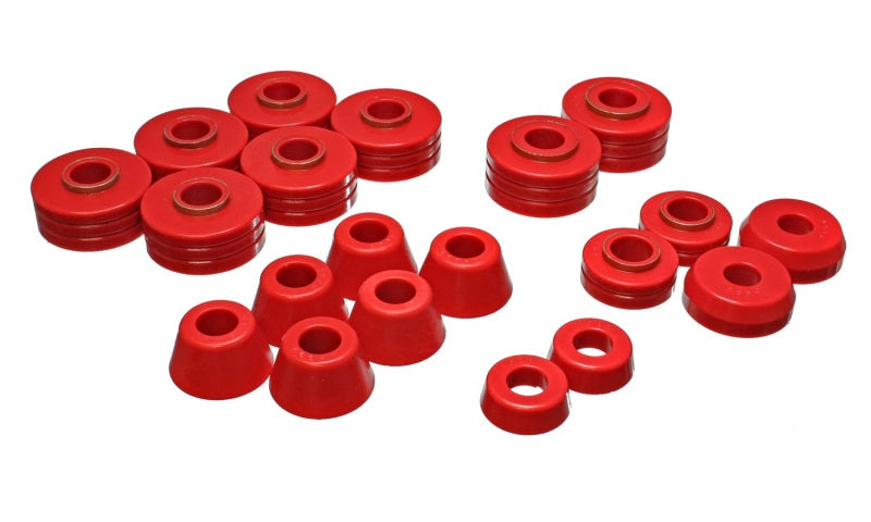 ES Body Mounts - Red - Energy Suspension Ford Bronco Body Mount Set - Red