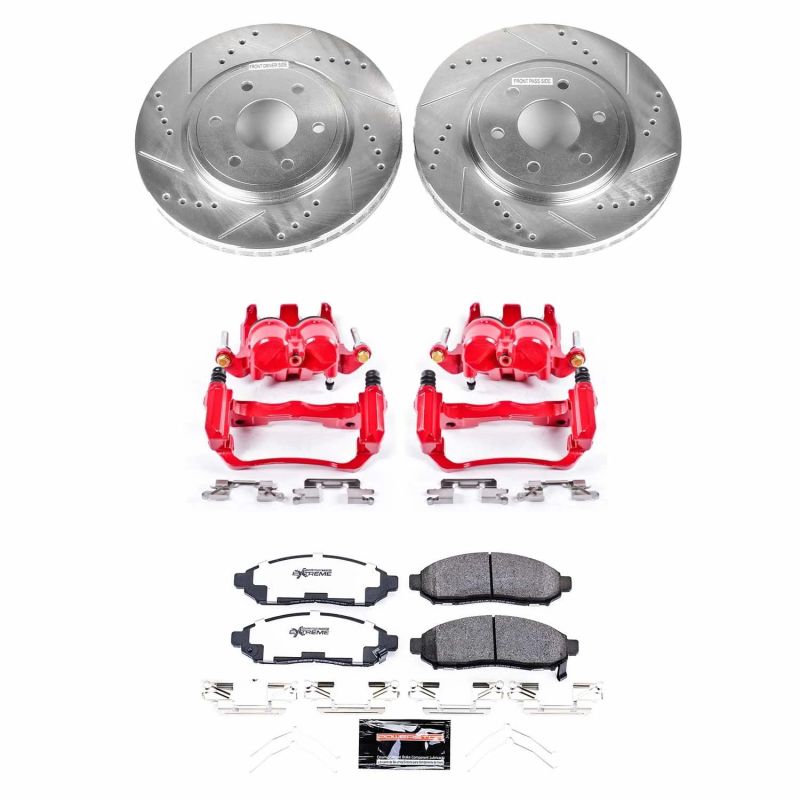 PSB Red Calipers - Power Stop 16-22 Nissan Frontier Front Z36 Truck & Tow Kit w/Cals