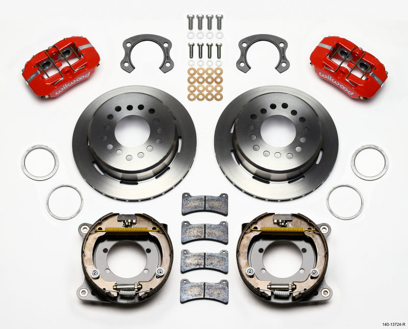 WIL Dynapro Brake Kit - Wilwood Dynapro Low-Profile 11.00in P-Brake Kit - Red Ford 8.8 Special w/2.50in Offset-5 Lug