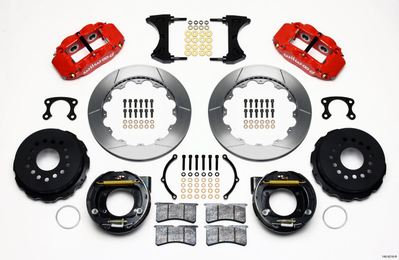 WIL Superlite Brake Kit - Wilwood Narrow Superlite 4R Rear P-Brk Kit 12.88in Red Big Ford New Style 2.36in Offset