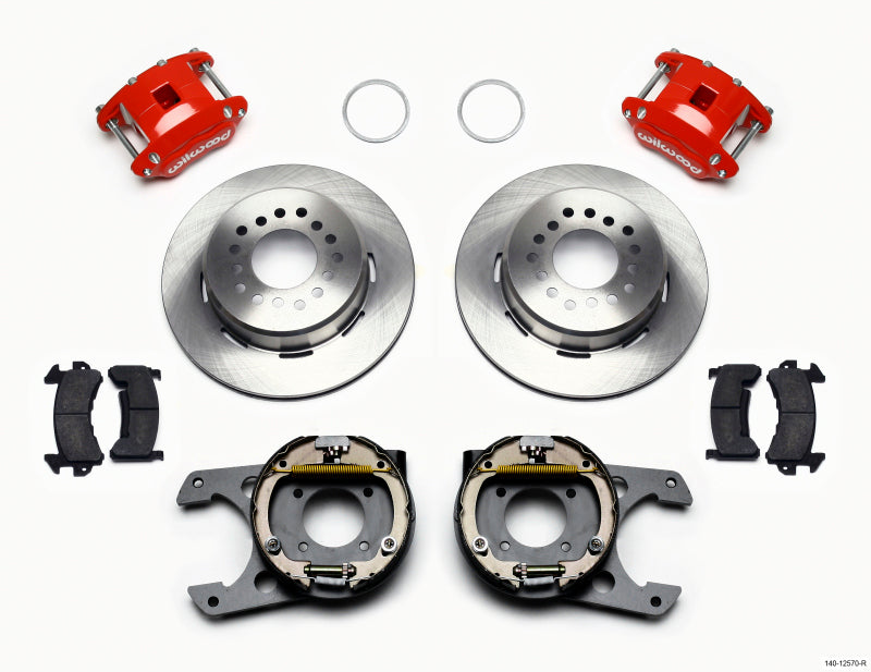 WIL D154 Brake Kit - Wilwood D154 P/S Park Brake Kit Red 12 Bolt 2.75in offset Staggered Shock