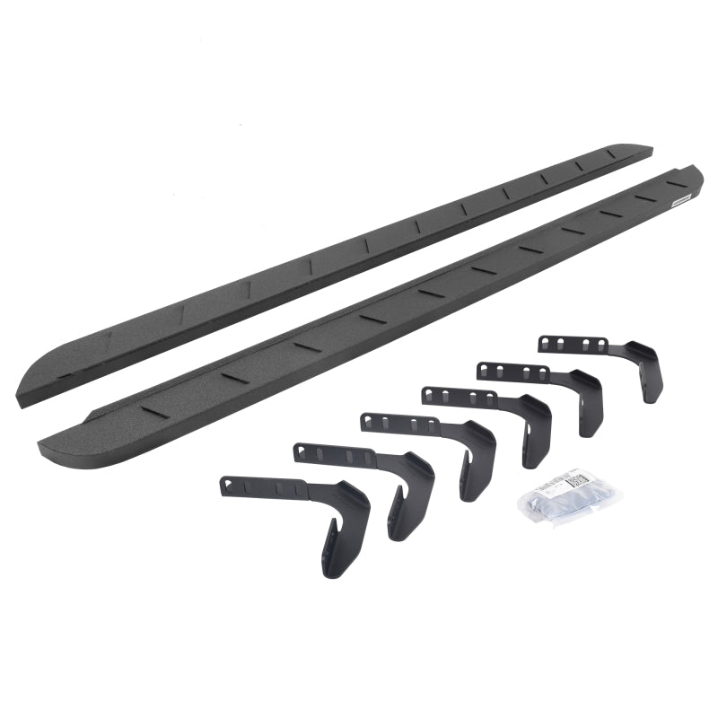 GOR RB10 Slim Running Boards - Go Rhino 99-16 Ford F-250 / F-350 CC 4DR RB10 Slim Running Boards Kit (w/Brackets) - Bedliner Coat
