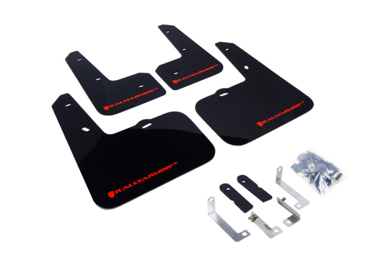 RAL UR Blk Flap/Rd Logo - Rally Armor 12-18 Hyundai Veloster Black UR Mud Flap w/ Red Logo