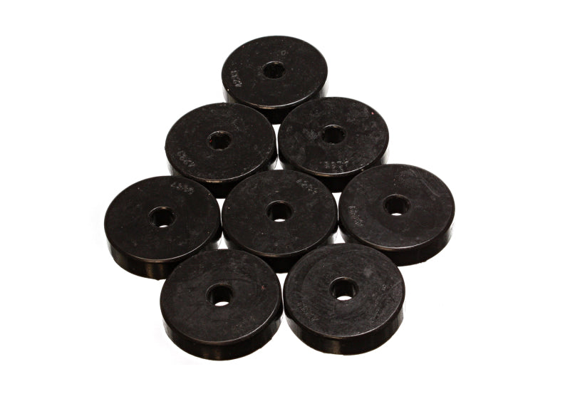 ES Poly Pads - Black - Energy Suspension Polyurethane Pad Set - 2 9/32in OD x 7/16in Hole ID x 1/2in Height - Round Black