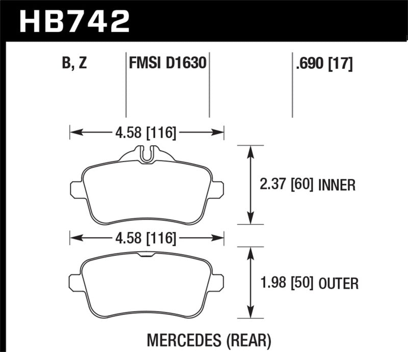 HAWK HPS 5.0 Brake Pad Sets - Hawk 12-15 Mercedes-Benz ML350/550 HPS 5.0 Rear Brake Pads