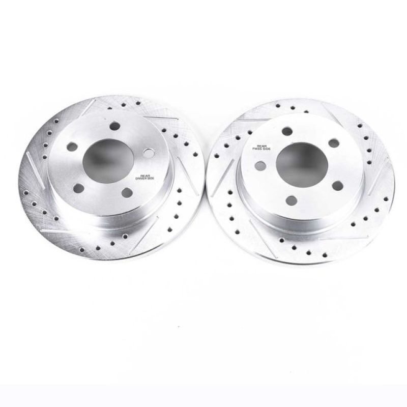 PSB Evolution Drill/Slot Rotor - Power Stop 94-04 Ford Mustang Rear Evolution Drilled & Slotted Rotors - Pair