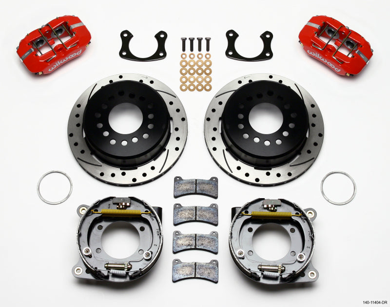 WIL Dynapro Brake Kit - Wilwood Dynapro Low-Profile 11.00in P-Brake Kit Drill-Red New Big Ford 2.50in Off Front Mount