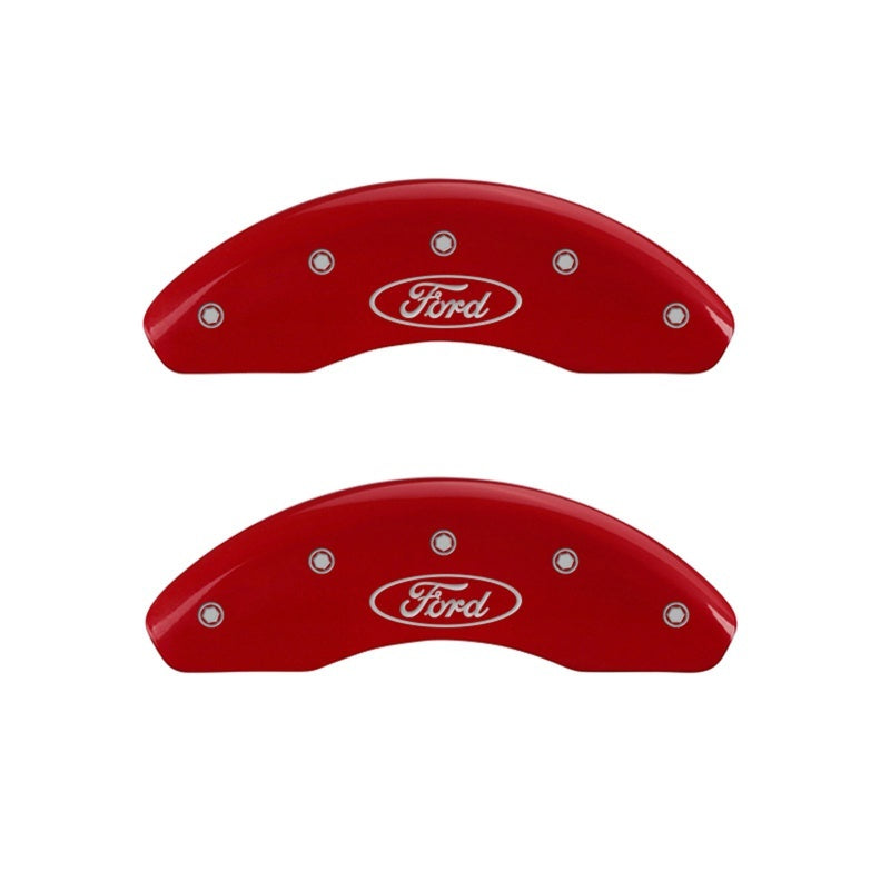 MGP Caliper Covers 2 Logo - MGP Front set 2 Caliper Covers Engraved Front Oval logo/Ford Red finish silver ch