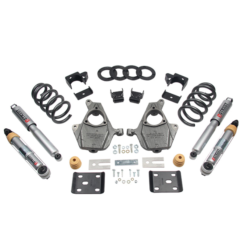 BT Lower Kit w SP Shocks - Belltech LOWERING KIT 16.5-17 Chevy Silverado Crew Cab 2WD 3-4F / 7R