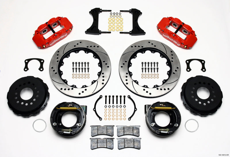 WIL Superlite Brake Kit - Wilwood Narrow Superlite 4R Rear P-Brk Kit 14.00in Drill Red New Big Ford 2.50in Offset