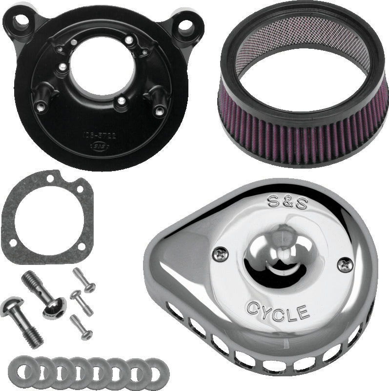 SSC Air Cleaner Kits - S&S Cycle 01-15 Fuel-Injected Softail Models Stealth Air Cleaner Kit w/ Chrome Mini Teardrop Cover