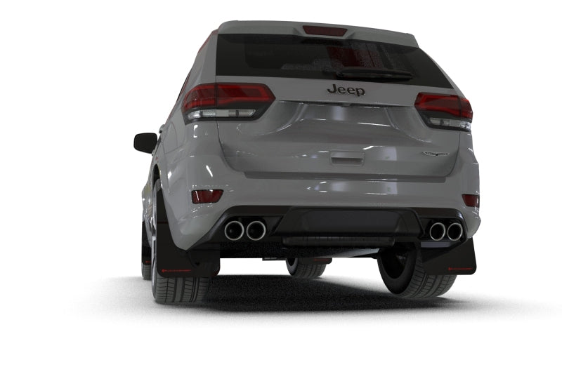 RAL UR Blk Flap/Wht Logo - Rally Armor 18-22 Jeep Grand Cherokee SRT Trackhawk Black UR Mud Flap - White Logo