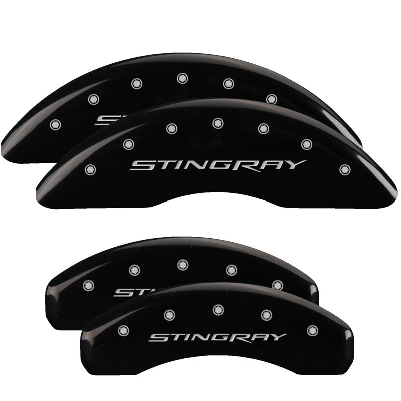 MGP Caliper Covers 4 Logo - MGP 4 Caliper Covers Engraved Front & Rear Stingray Black finish silver ch