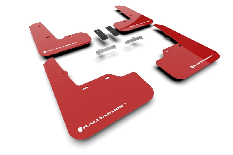 RAL UR Red Flap/Wht Logo - Rally Armor 22-25 Subaru WRX Red UR Mud Flap w/White Logo