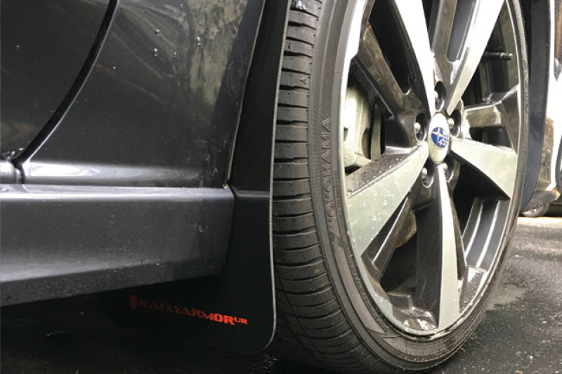 RAL UR Blk Flap/Grey Logo - Rally Armor 17-23 Subaru Impreza 4D/5D Black UR Mud Flap w/Grey Logo