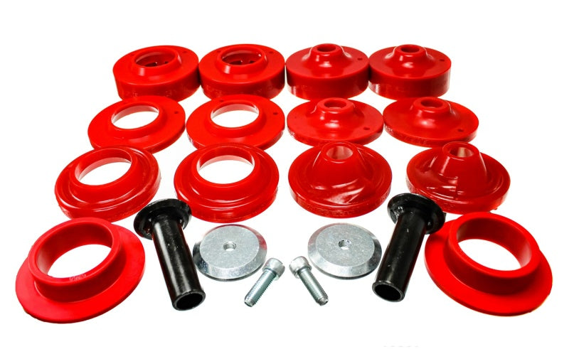 ES Spring Isolators - Red - Energy Suspension 18+ Jeep Wrangler JL Red Rock-Flex 2in Adjustable Coil Spacer Set