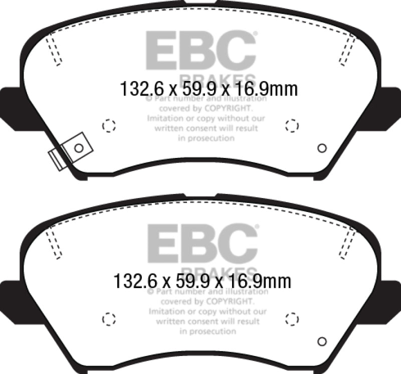 EBC Yellowstuff Brake Pad Sets - EBC 2017 Hyundai Elantra GT 2.0L Yellowstuff Front Brake Pads