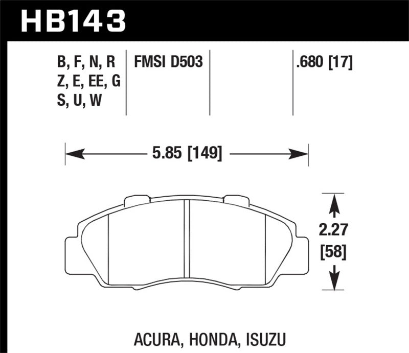HAWK ER-1 Brake Pad Sets - Hawk 97-98 Acura CL 3.0L Base Front ER-1 Brake Pads