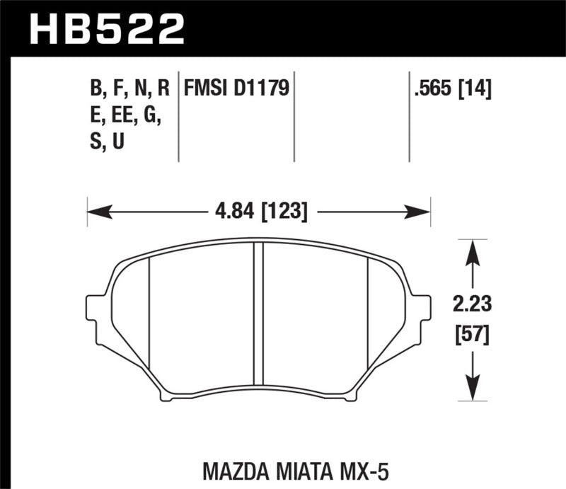 HAWK DTC-60 Brake Pad Sets - Hawk 06-11 Mazda Miata Mx-5 Front DTC-60 Race Brake Pads