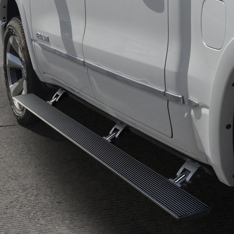 GOR RealTruck VoltStep Running Boards - Go Rhino 19-24 Ram 1500 Quad Cab 4dr E1 Electric Running Board Kit (No Drill) - Tex. Blk