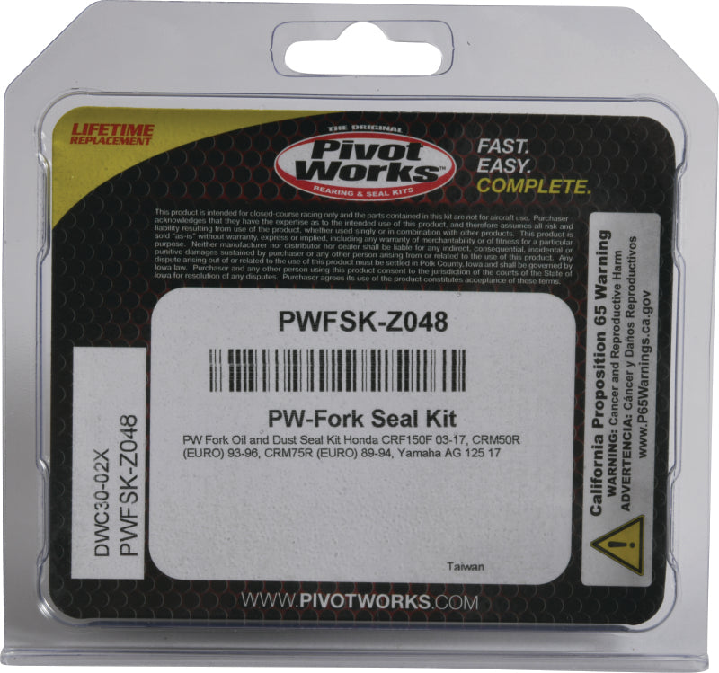 PIV Fork Seal Kit - Pivot Works 93-96 Honda CRM50R (EURO) Fork Oil & Dust Seal Kit