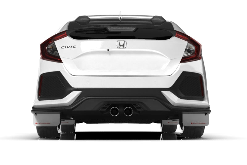 RAL UR White Flap/Red Logo - Rally Armor 17-21 Honda Civic Sport/Sport Touring White UR Mud Flap w/Red Logo
