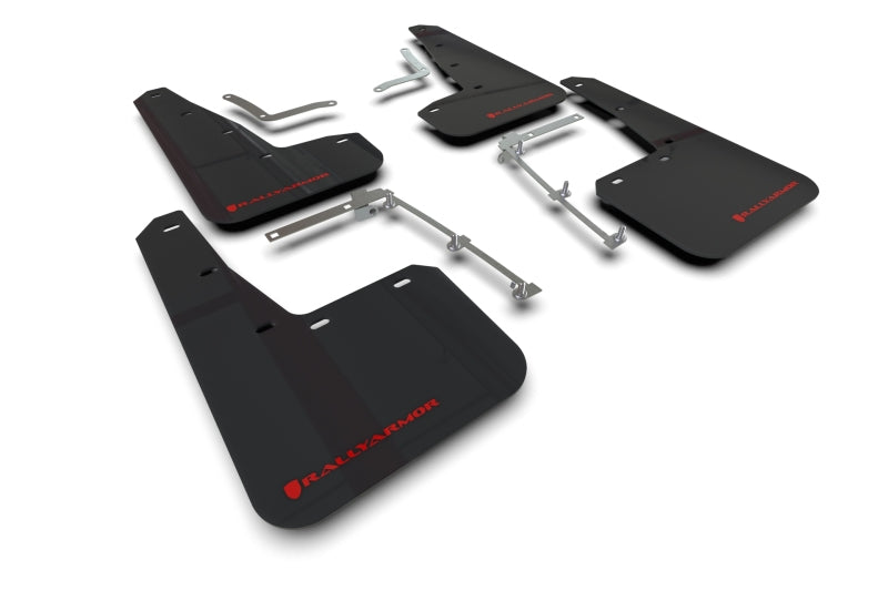 RAL UR Blk Flap/Rd Logo - Rally Armor 20-25 Toyota GR Yaris Black Mud Flap w/Red Logo